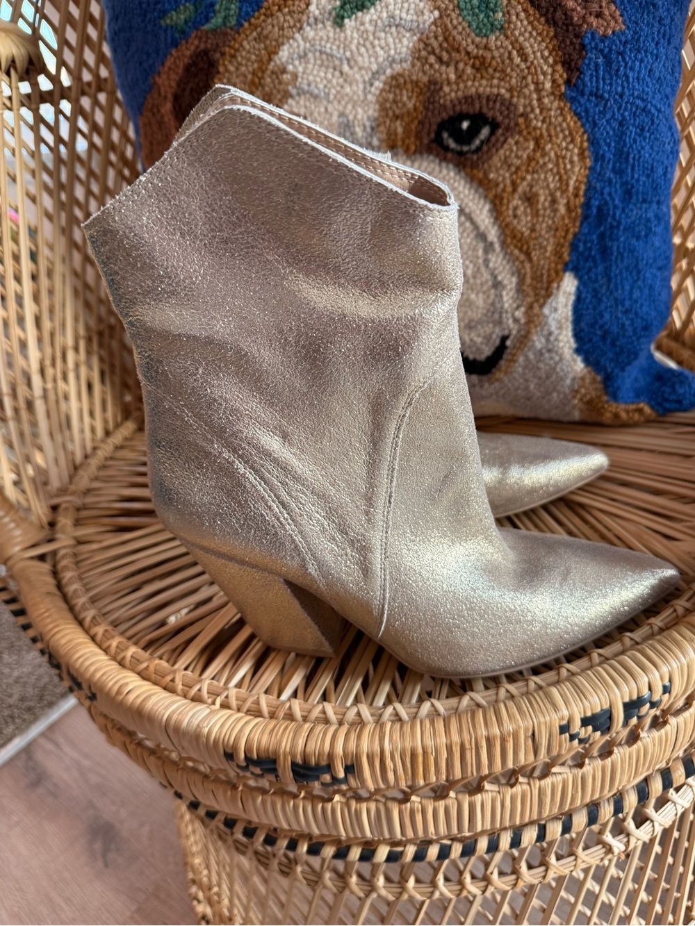 Dolce Vita Metallic Gold Pointed Ankle Booties